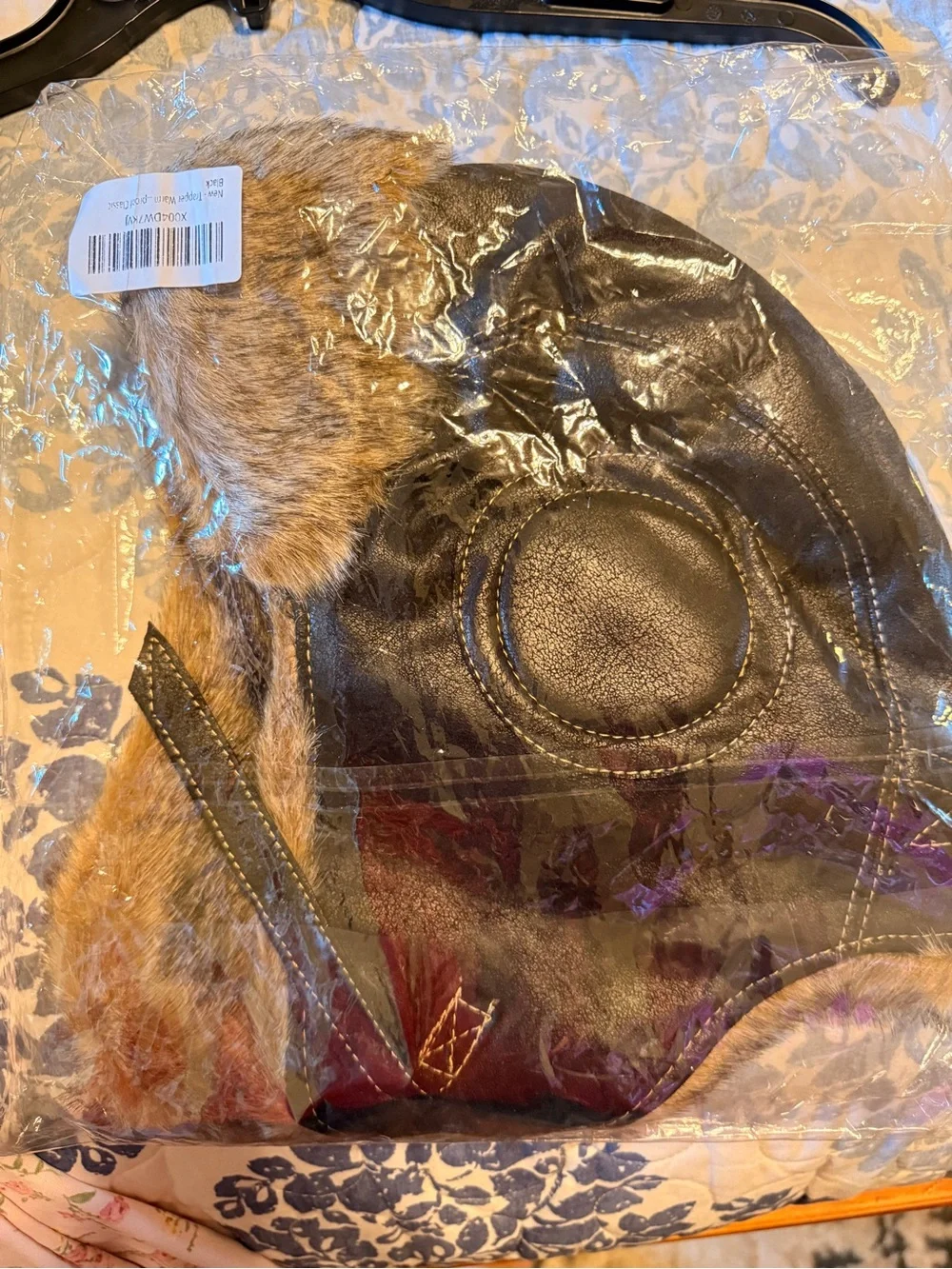 Faux Fur Trapper Hat - Black and Brown